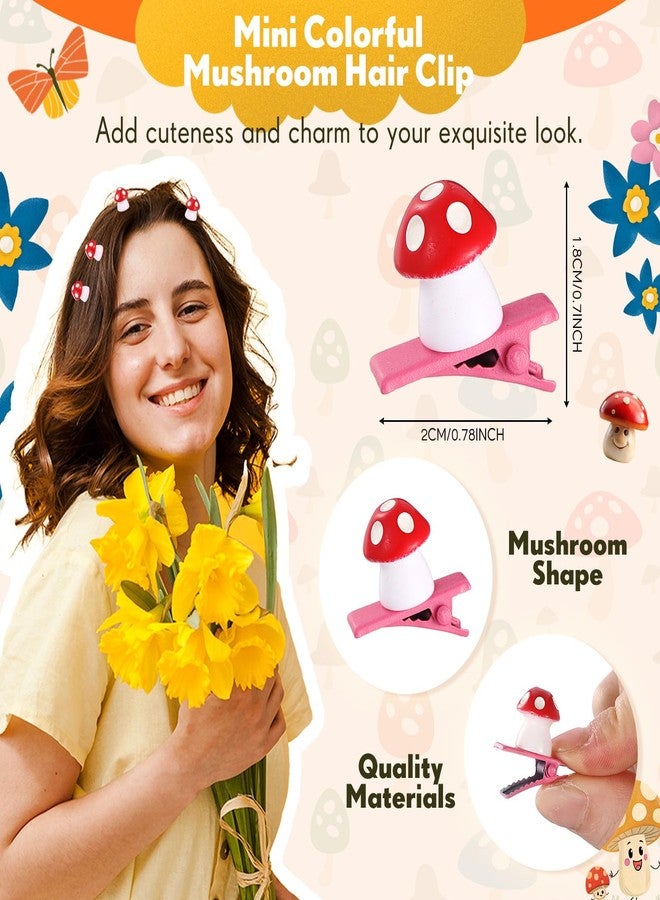 Luinabio 30 Pcs Mini Resin Hair Clips Cute Hairpin for Adult Rave Hair Clips for Women Adult Christmas Music Festival Holiday Party Decor(Vibrant Color,Mushroom) - Image 2